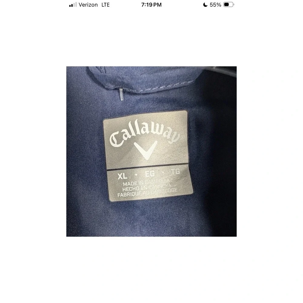 Callaway Puffer Vest Mens XL Peacoat Navy Blue Quilted Full Zip UPF 50+ Golf NEW